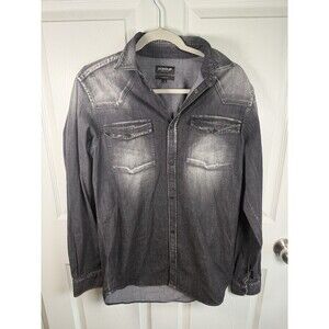 Dondup Button Up Shirt Men’s S Slim Fit Grunge Distressed Goth Emo Going Out